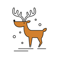 Christmas deer icon on white background.