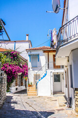 narrow streets of Skiathos town, Greece