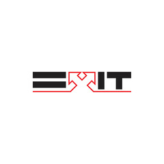EXIT direction arrow logo design vector