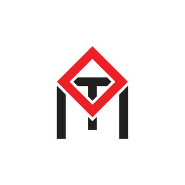 MT letter with square logo design vector