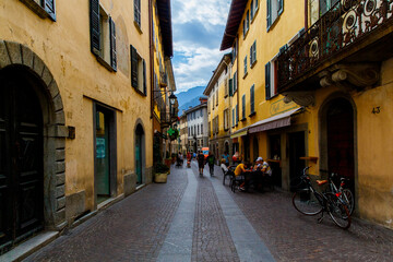 Chiavenna, Sondrio, Lombardia, Italy September 16, 2019. Street in Chiavenna, a small town on lake Como, Italy