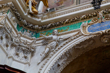 Chiavenna, Sondrio, Lombardy, Italy September 16, 2019. Stunning interior of the Italian Cathedral.