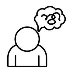 man suffers from lack of sleep thinking, line style