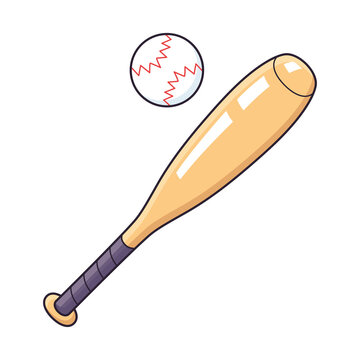 Baseball bat and ball isolated