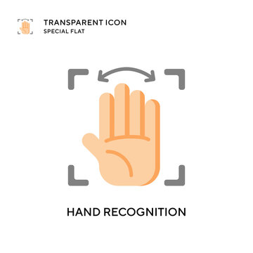 Hand Recognition Vector Icon. Flat Style Illustration. EPS 10 Vector.