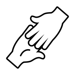 hands touching icon, line style