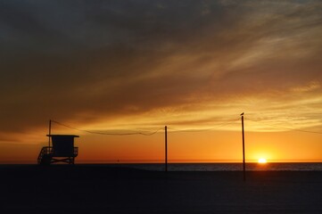 Obraz premium Sunset over Santa Monica Beach