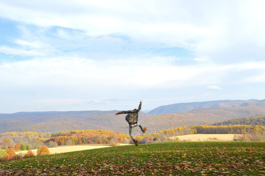 A Man Jumping In Western Pennsylvania