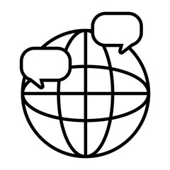 global sphere with speech bubbles icon, line style
