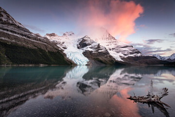 Colourful sunset at Berg Lake, British Columbia