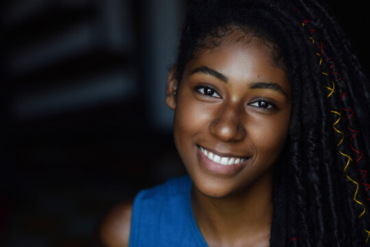 Young Afro Colombian Woman Smiling At The Camera