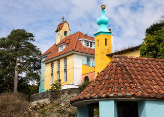 The Chantry and Onion Dome in Portmeirion, North Wales, UK