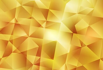 Dark Yellow vector shining triangular backdrop.