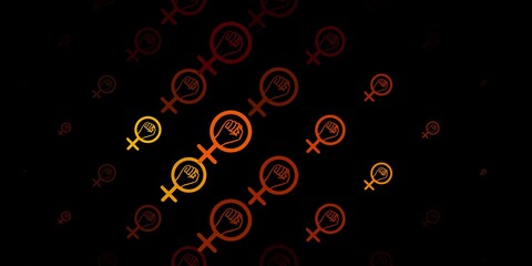 Dark Yellow vector background with woman symbols.