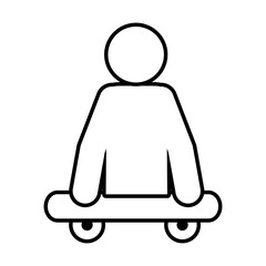 disabilities concept, Man on wheelbarrow icon, line style