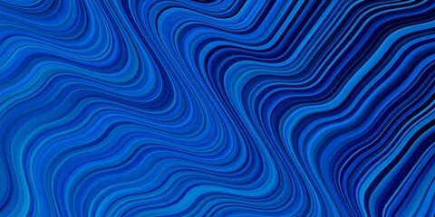 Dark BLUE vector background with wry lines. Bright illustration with gradient circular arcs. Template for your UI design.