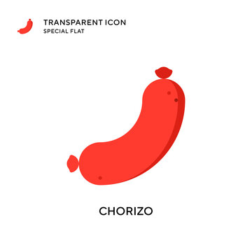 Chorizo Vector Icon. Flat Style Illustration. EPS 10 Vector.