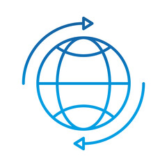 data analysis, around world financial business, gradient blue line icon