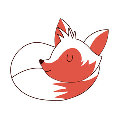 cute sleeping fox animal cartoon isolated design white background line and fill style