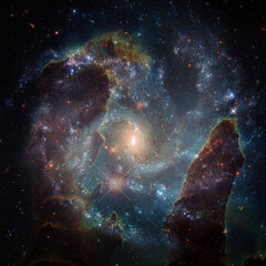 Spiral nebula and light ray in deep space. Elements of this image furnished by NASA © Supernova