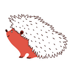 hedgehog animal fauna isolated design white background line and fill style