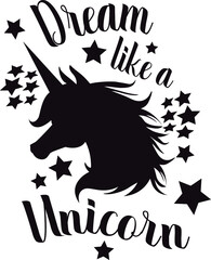 unicorn stars fantasy vector art dreams quote