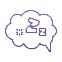 speech bubble with sleeping symbol, gradient style