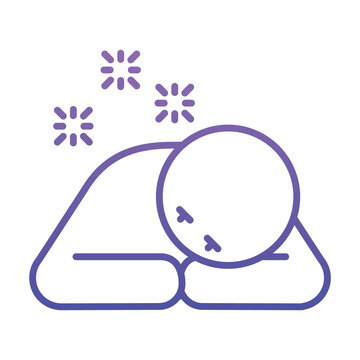 insomnia design, pictogram man resting on his arms, gradient style