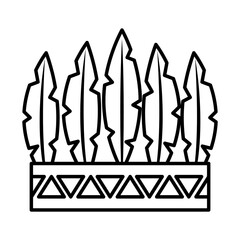 Indian hat with feathers icon, line style