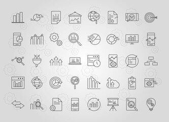 data analysis, financial business invest marketing report line icons