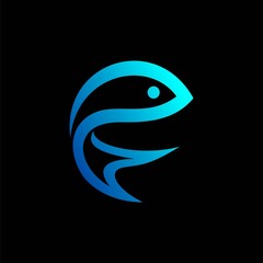 fish logo with single line concept