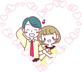 腕を組んで仲良さそうなカップル