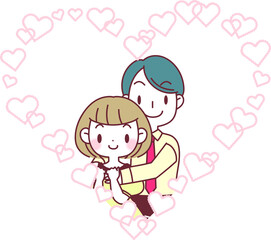 後ろからハグするカップル