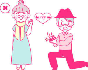 指輪を出してプロポーズをするカップル