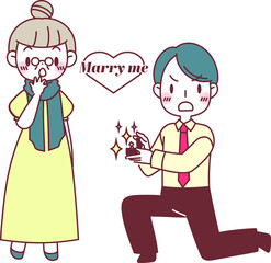 指輪を出してプロポーズをするカップル