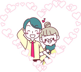 腕を組んで仲良さそうな年の差カップル