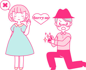 指輪を出してプロポーズをするカップル