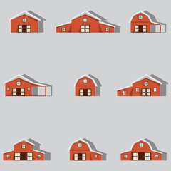 farm building icons set.paper art style. - 379043307