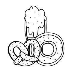 oktoberfest festival, beer donut and pretzel, celebration germany traditional line style