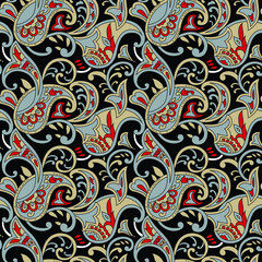 traditional Indian paisley pattern on black   background
