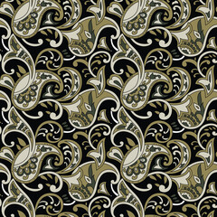 traditional Indian paisley pattern on black   background