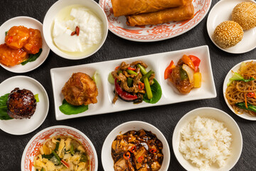 中華料理　集合　Delicious Chinese food group photo
