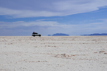 Landscape of the crystallized salt flat of Bolivia