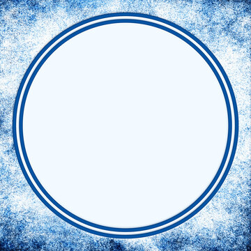 Blue splatter grunge texture frame around a sky blue circle button in center with blue and sky blue border accents.