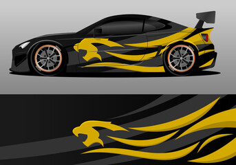 Fototapeta premium car wrap design with yellow tiger theme