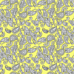 Naklejka premium traditional Indian paisley pattern on yellow background