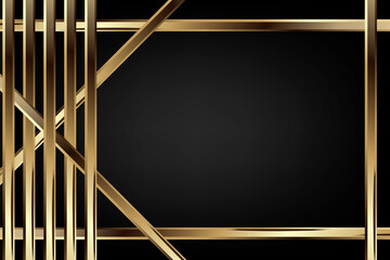 Luxury dark background with carbon texture and golden border line, Vector graphic illustration