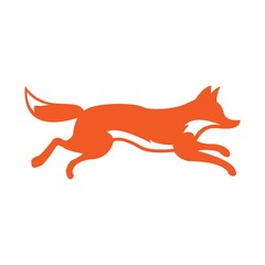 happy orange cute running fox vector illustration design