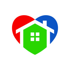 Love and home concept, construction logo template. Very suitable in various business purposes, also for icon, symbol, logo or etc.