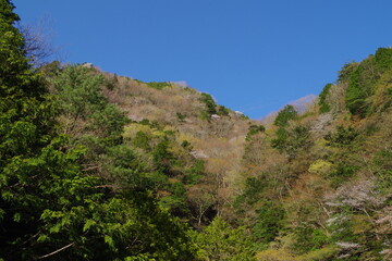 Fototapeta na wymiar Mountain and sky scenery of Mitarai Valley in Nara Prefecture, Japan